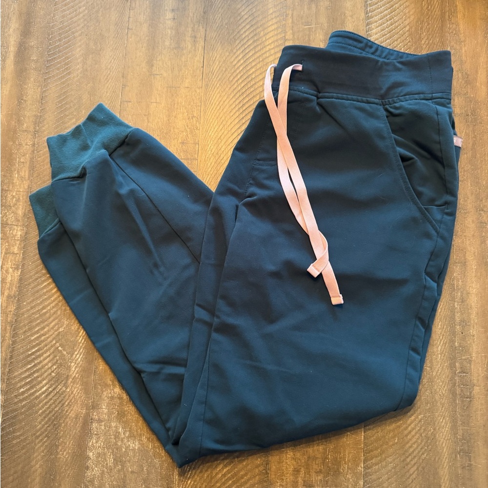 Figs teal high waisted Zamora joggers